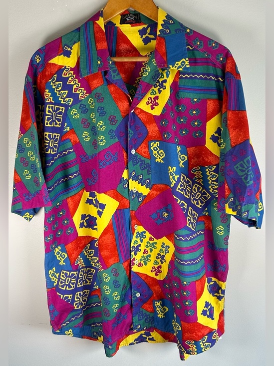 Paul & Shark Other - Vintage Paul & Shark Yachting Men’s Button Down Shirt L Abstract Geometric RARE